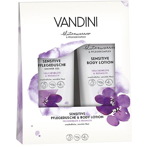 VANDINI - SENSITIVE Duo Shower Gel  Body Lotion Violet Blossom  Rice Milk 2X200ml 0330/1037