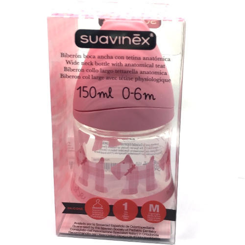 SUAVINEX BOTTLE  SILICONE 0-6M 150ML( 0169) PINK