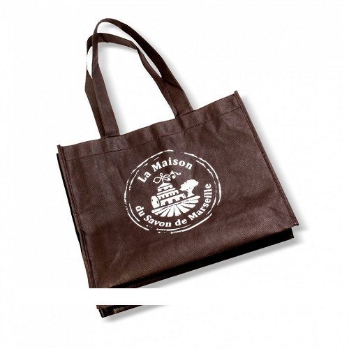 MARKETING MSM BROWN CLOTH BAG WITH HANDLE - WHITE LOGO