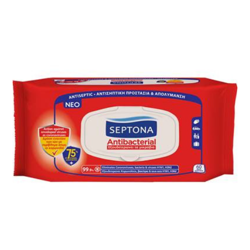 SEPTONA antibacterial wet wipes 75% ALCOHOL #60 0029