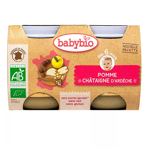 Babybio Confiture - Chesnut and Apple. 6 m. 130 g x 2