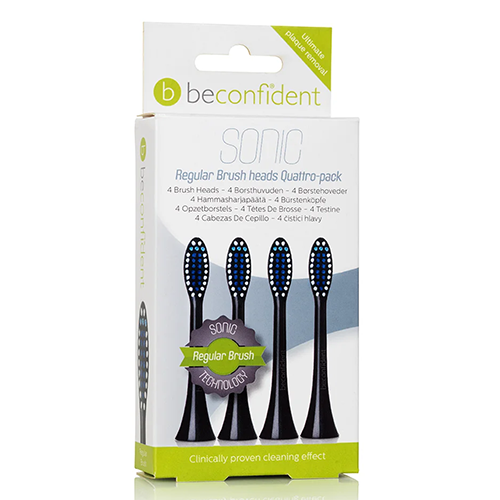 Beconfident Sonic Toothbrush heads 4-pack. Regular Black