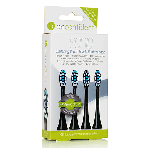 Beconfident Sonic Toothbrush heads 4-pack. Whitening Black