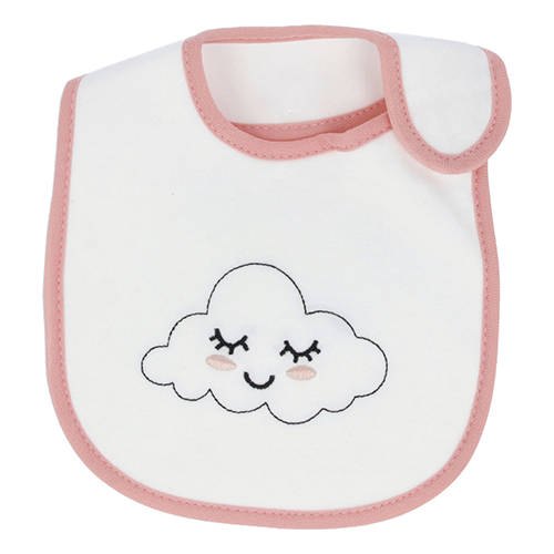 baby bib white with rose bordure 1pc